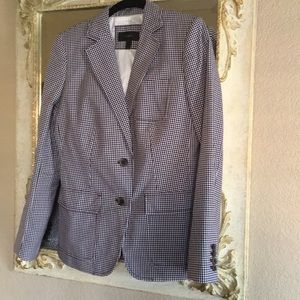 J. Crew blazer. Cotton.Burgundy/navy/white check.4